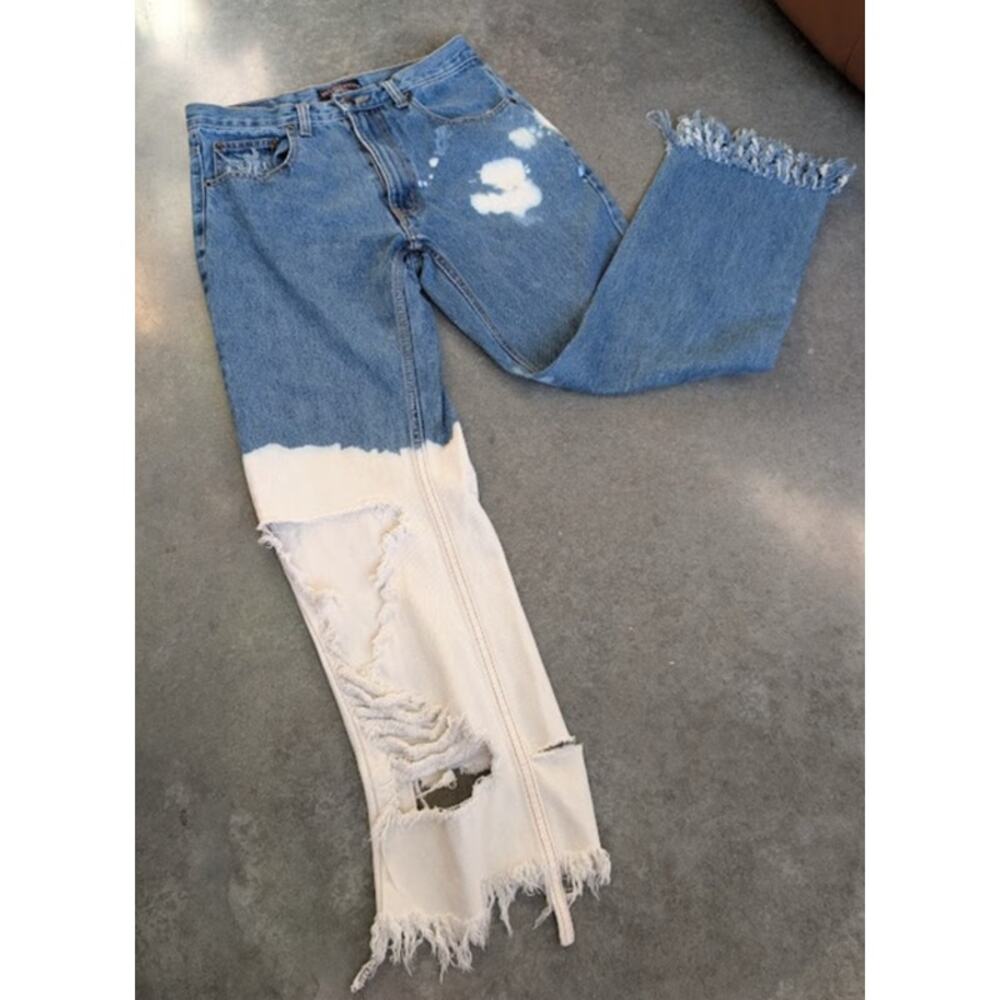 ARCHITECT Distressed Frayed High Waisted Jeans Women Size 30 Bleached Raw Hem